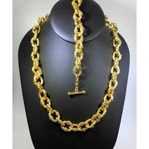 Karine Sultan Gold-Tone Statement Necklace & Bracelet Set Designer Paris Jewelry